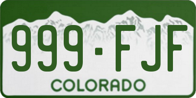 CO license plate 999FJF