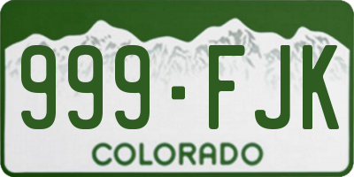 CO license plate 999FJK