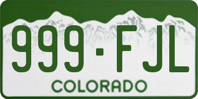 CO license plate 999FJL