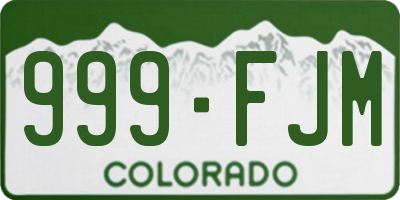 CO license plate 999FJM