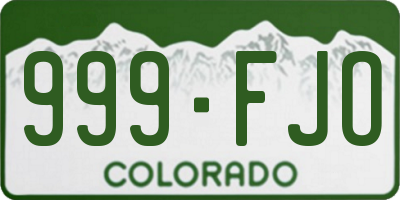 CO license plate 999FJO