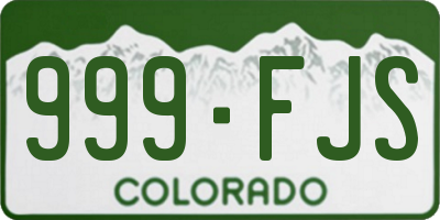 CO license plate 999FJS