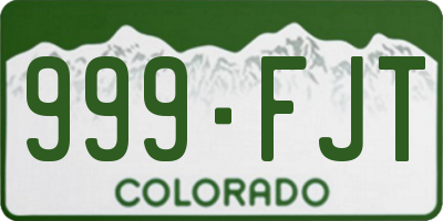 CO license plate 999FJT