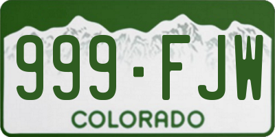 CO license plate 999FJW