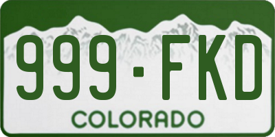 CO license plate 999FKD