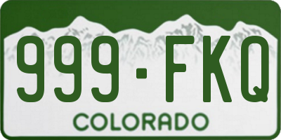 CO license plate 999FKQ
