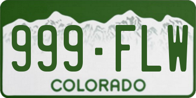 CO license plate 999FLW