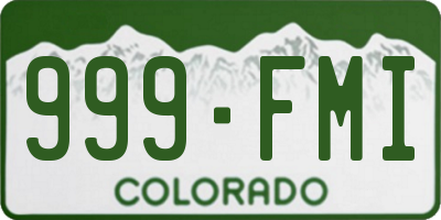 CO license plate 999FMI
