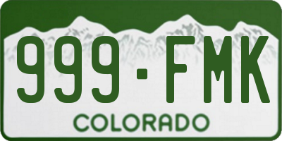 CO license plate 999FMK