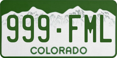 CO license plate 999FML