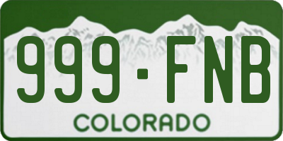 CO license plate 999FNB