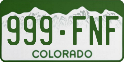 CO license plate 999FNF
