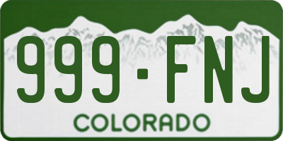 CO license plate 999FNJ