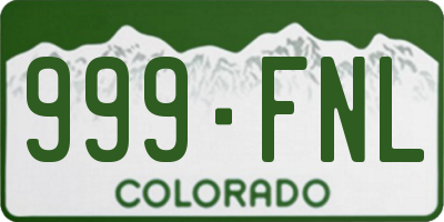 CO license plate 999FNL