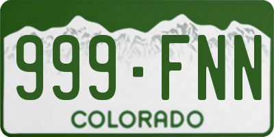 CO license plate 999FNN
