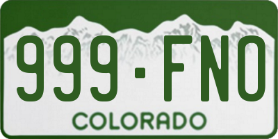 CO license plate 999FNO