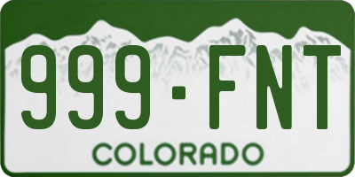 CO license plate 999FNT