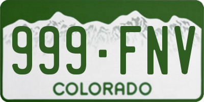 CO license plate 999FNV