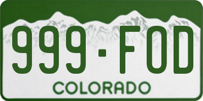 CO license plate 999FOD
