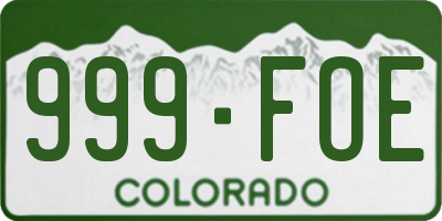 CO license plate 999FOE