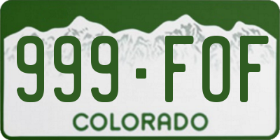 CO license plate 999FOF