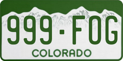 CO license plate 999FOG