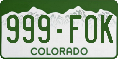 CO license plate 999FOK