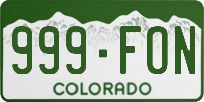 CO license plate 999FON