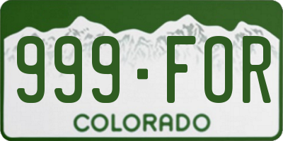 CO license plate 999FOR