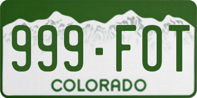 CO license plate 999FOT