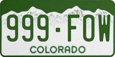 CO license plate 999FOW