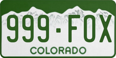 CO license plate 999FOX