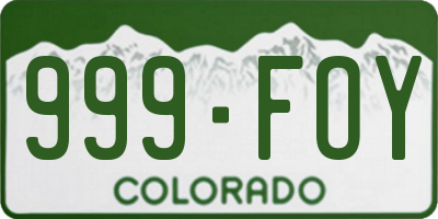 CO license plate 999FOY