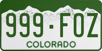 CO license plate 999FOZ