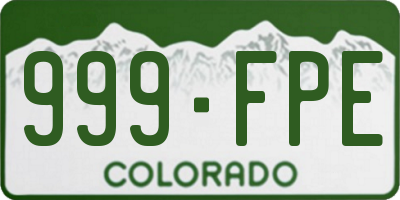 CO license plate 999FPE