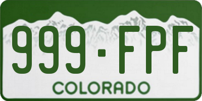 CO license plate 999FPF