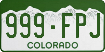 CO license plate 999FPJ