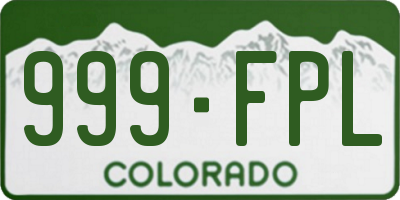 CO license plate 999FPL
