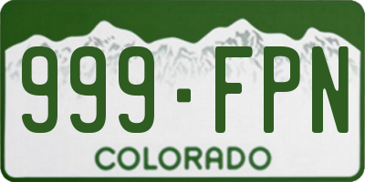 CO license plate 999FPN