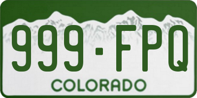CO license plate 999FPQ