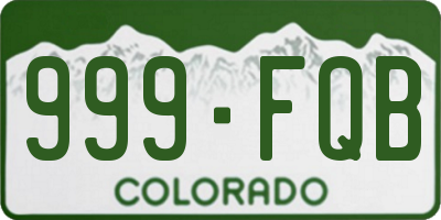 CO license plate 999FQB