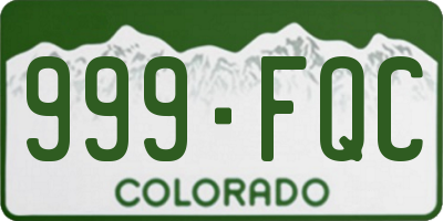 CO license plate 999FQC