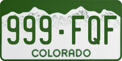 CO license plate 999FQF