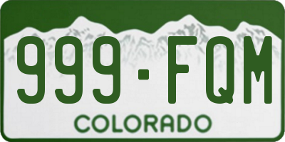 CO license plate 999FQM