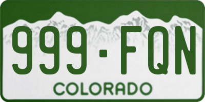CO license plate 999FQN