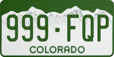 CO license plate 999FQP