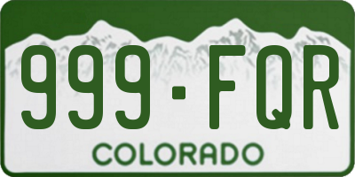 CO license plate 999FQR