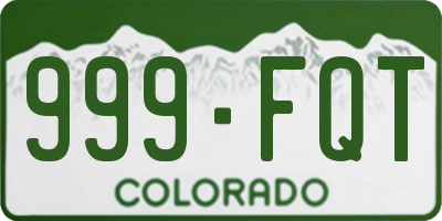 CO license plate 999FQT