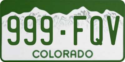 CO license plate 999FQV
