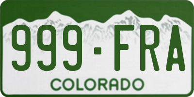 CO license plate 999FRA